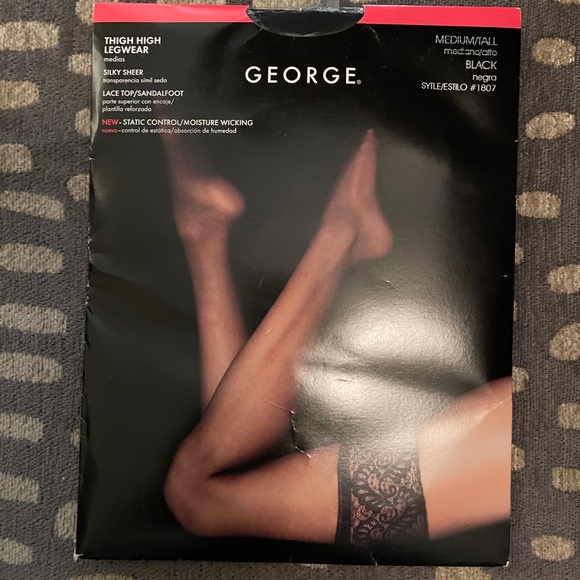 George Other - GEORGE Laced Topped Thigh Highs Black Medium Black